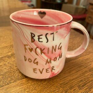 Best F*cking Dog Mom Ever Pink Swirl Marble Coffee Cup Mug by Hendson